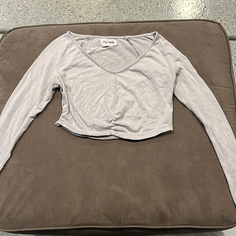 Baby blue long sleeve crop top